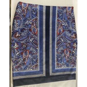 Talbots Beautiful Paisley Bandana Blue Skirt Size 6